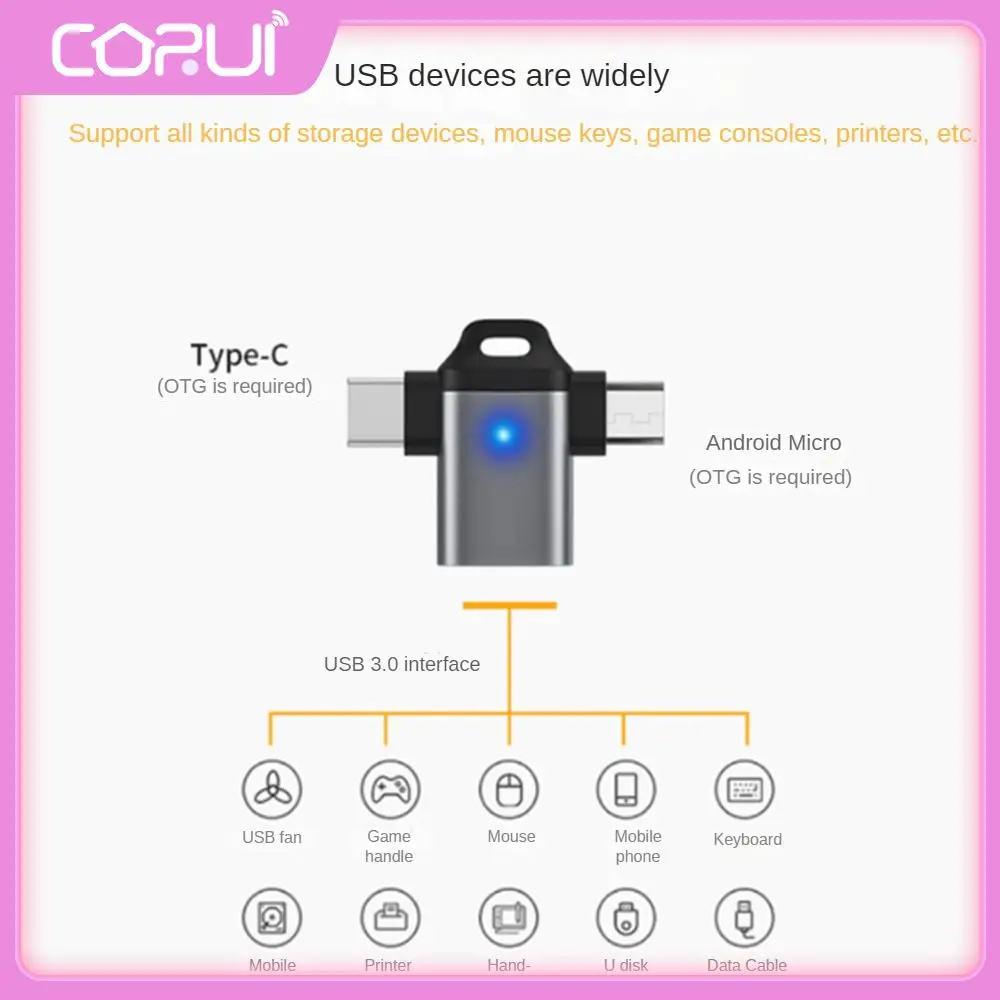 

Compact Size Patch Cord Connection Handle Widely Compatible Adapter Lightweight And Portable Free Switching Data Line Usb3.0