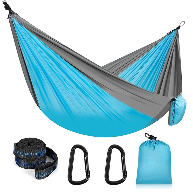 

Portable Outdoor Camping Hammock With 2 Tree Straps+2 Carabiners,Camping Accessories For Hiking,Travel,Beach,Yard,Garden