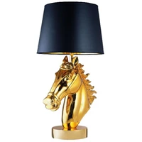 modern design bed light table lamp resin animal shape lampara de mesa caballo luxury veioza elegant horse base golden table lamp