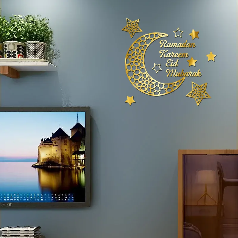 

Acrylic Mirror Stickers Ramadan 3d Self-sticking Wall Stickers Decorative Wall Crescent Stickers