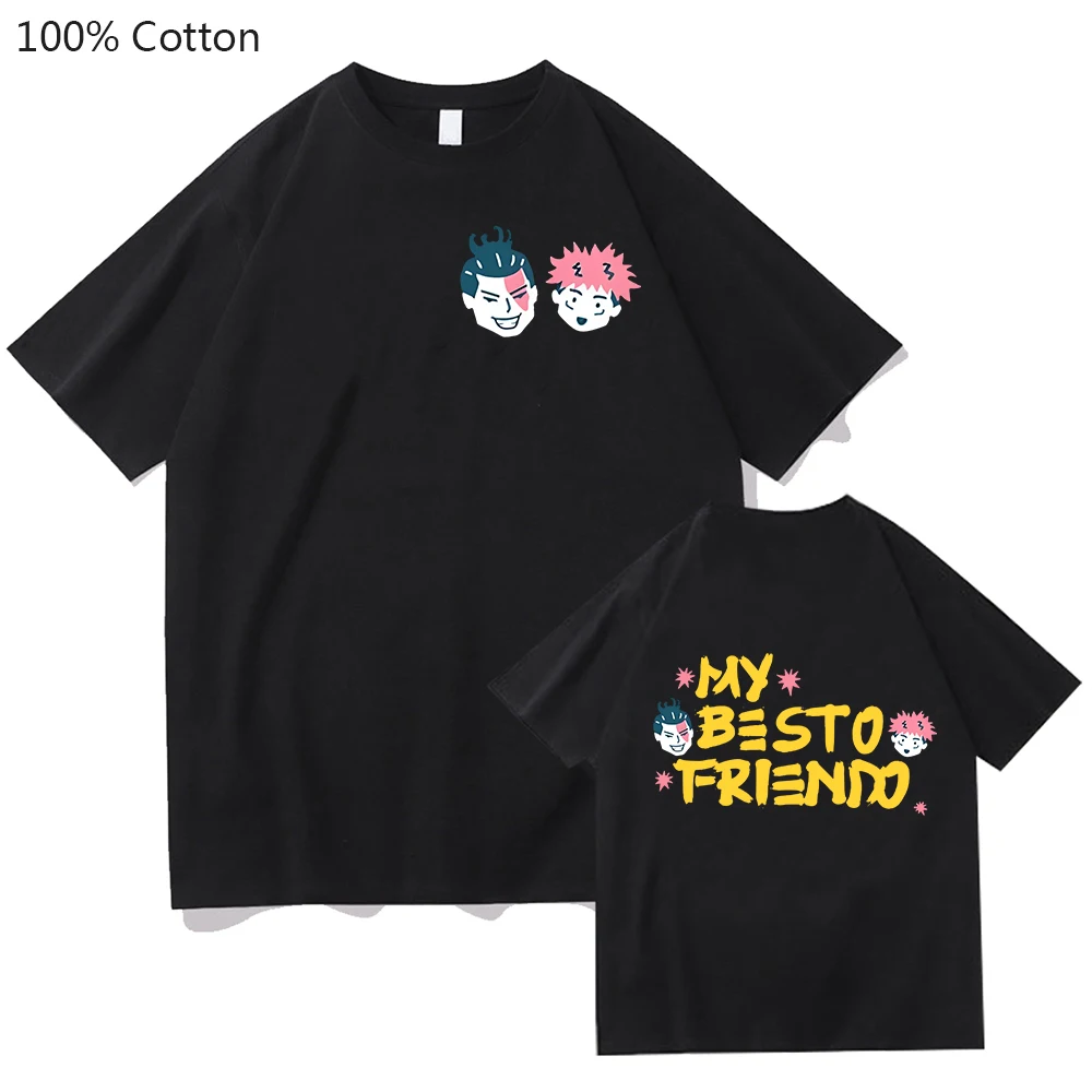 

Besto Friendo Jujutsu Kaisen Anime Print Tshirt Aesthetic Female T-shirt Harajuka O-neck Oversize Casual Tees Women 100% Cotton