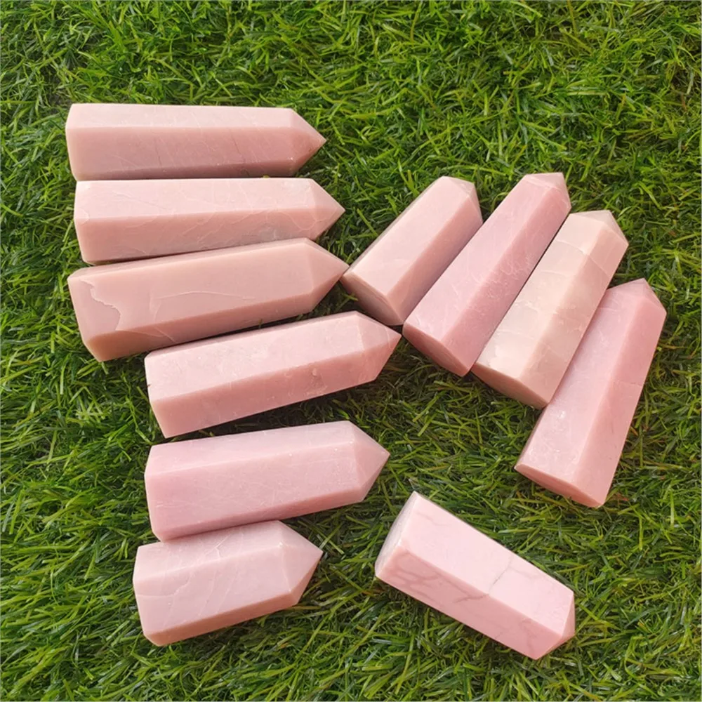 

1KG Natural Crystal Point Pink Opal Quartz Healing Stone Obelisk Reiki Wicca Energy Prism Gemstone Meditation Home Decoration