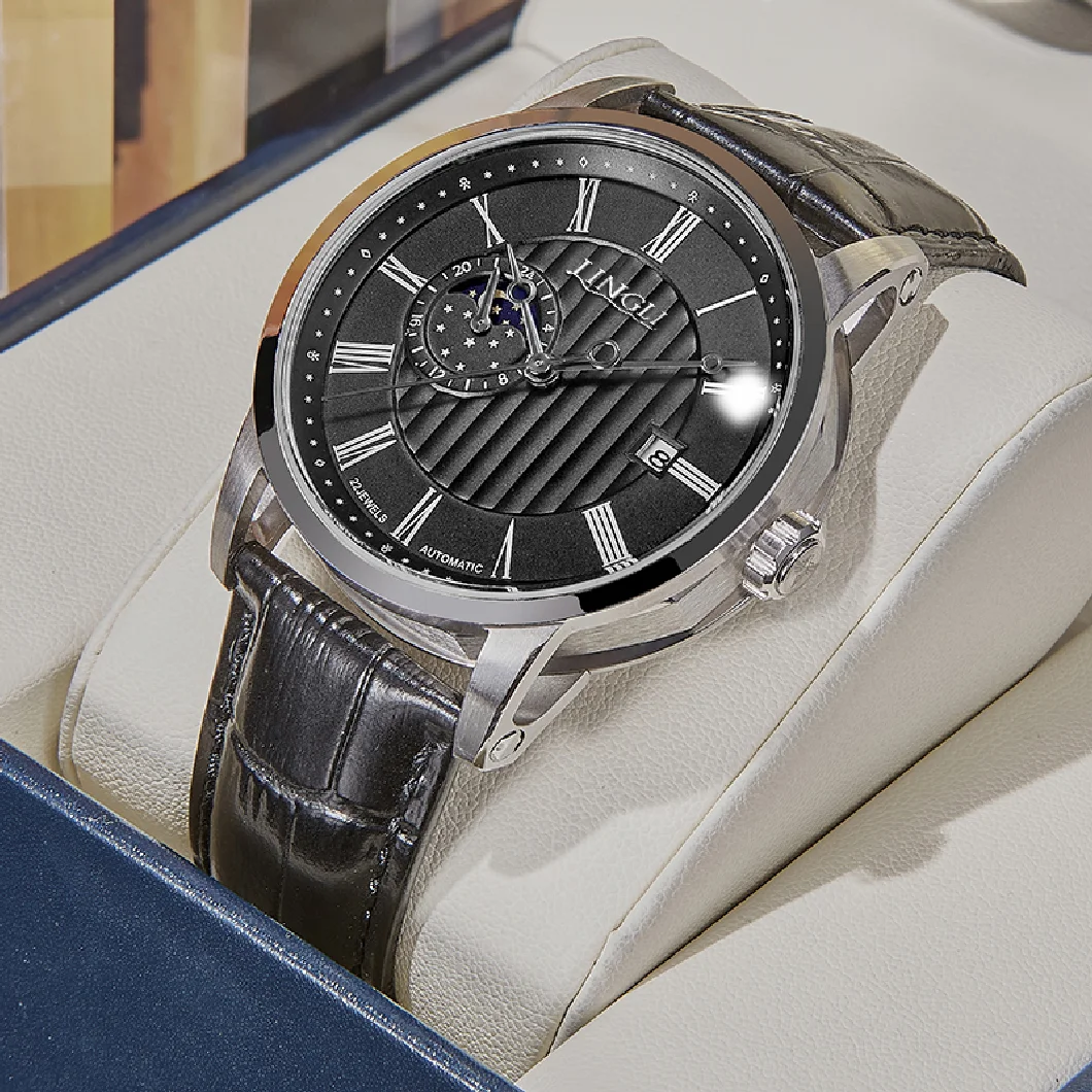 

Jinlery Automatic Mechanical Watch for Men Business Self Wind Wristwatch Men Watch Sapphire Glass Waterproof Relogio Masculino
