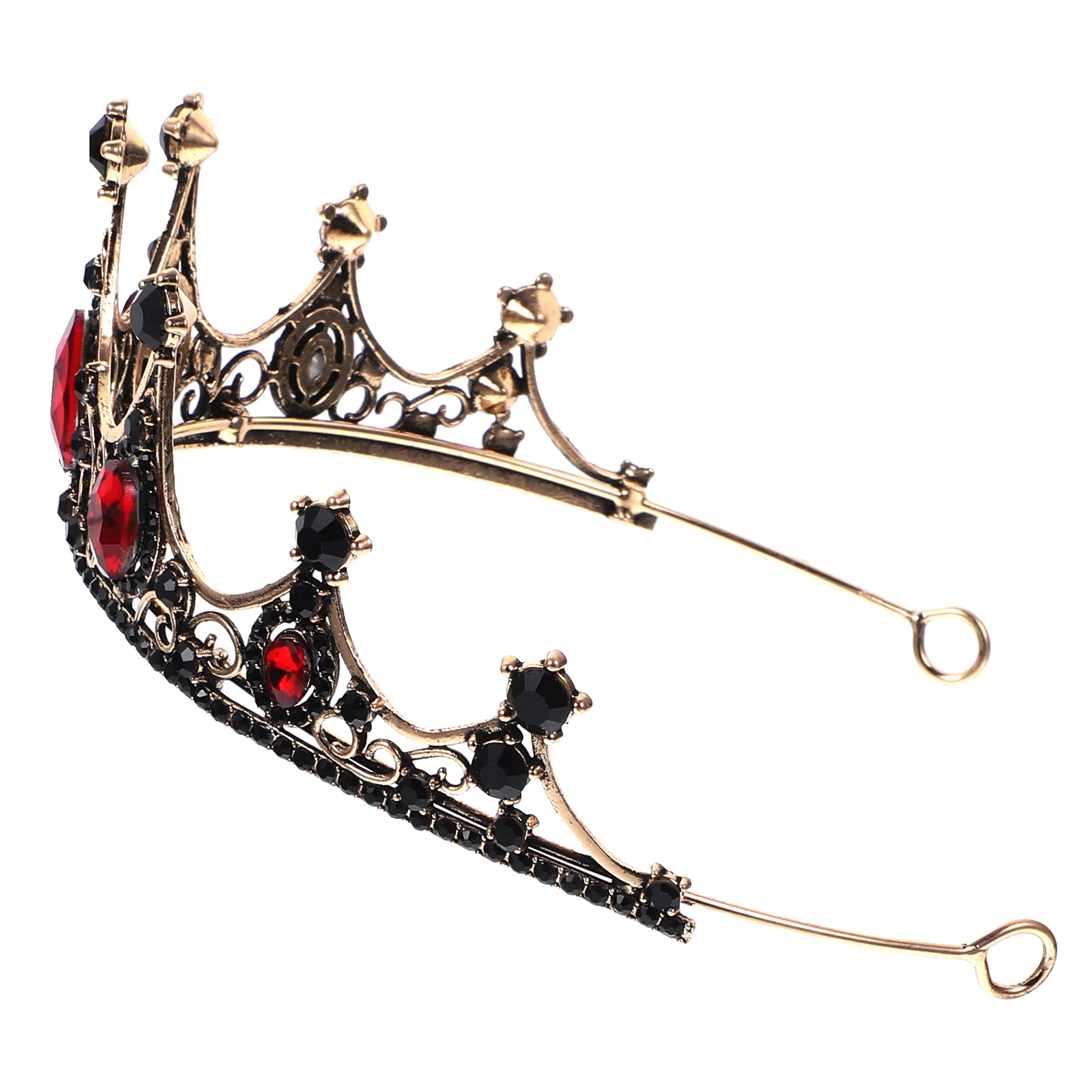 Свадебные аксессуары для волос Черная корона Красные стразы Свадебная одежда