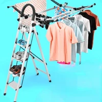 household aluminum alloy stool step ladder multi functional five step folding ladder chair balcony clothes rack stool ladder