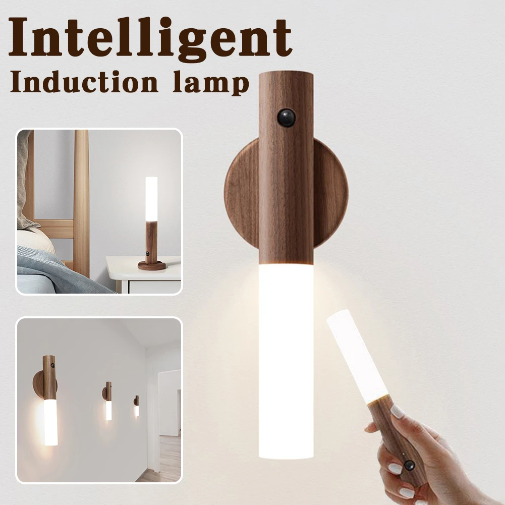 

Wooden Storage Base Sensor Night Light Multifunctional Room Decorative Lights For Living Room