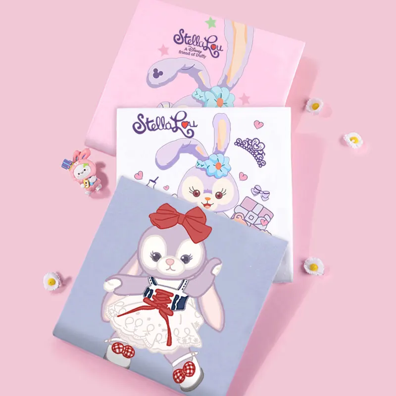 Футболка женская из чистого хлопка с коротким рукавом и принтом Звезды Диснея