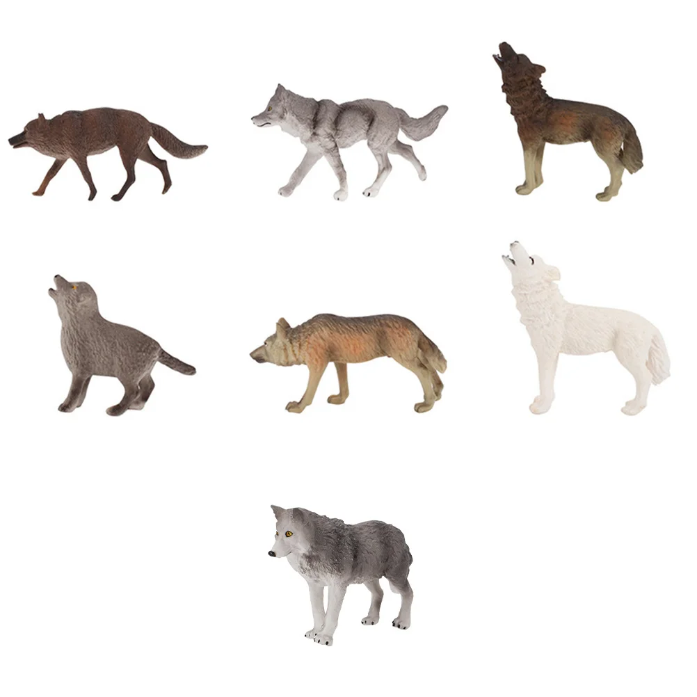 

7PCS Kids Wolf Animal Model Scientific Educational Static Desktop Crafts