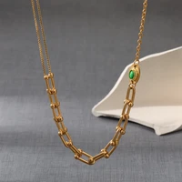 18k gold stainless steel furnace electroplating jewelry unique design light luxury necklace natural stone gift party jewelry