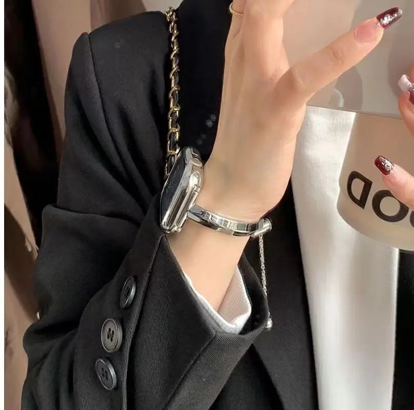 Compatible With Apple Watch Stainless Steel Strap 38mm 40mm 41mm 42mm 44mm 45mm Iwatch SE Series 8 7 Ultra-thin Women's Bracelet