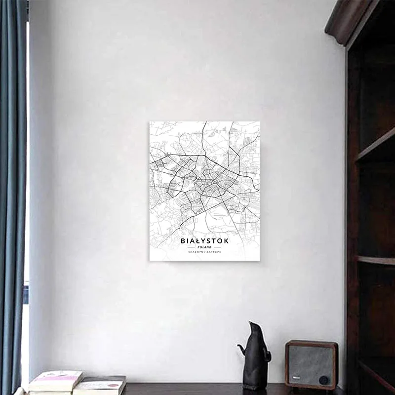 Besancon Франция бетюнь Белосток Польша цвет черный белый Постер искусство |