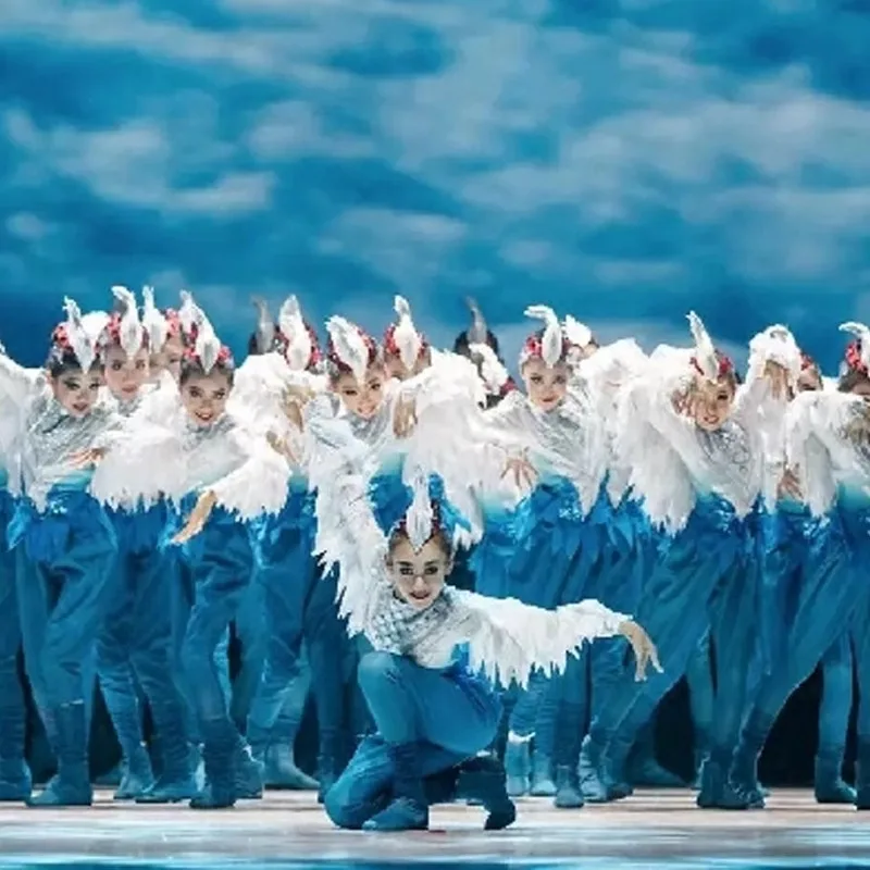 Детский костюм синей птицы для девочек одежда выступлений фестивалей и танцев с