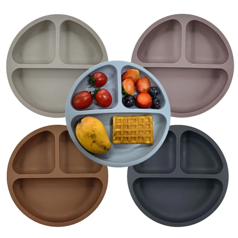 

Kids Feeding Bowls Baby Safe Sucker Silicone Dining Plate Solid Cute Cartoon Children Dishes Suction Toddle Training Tableware