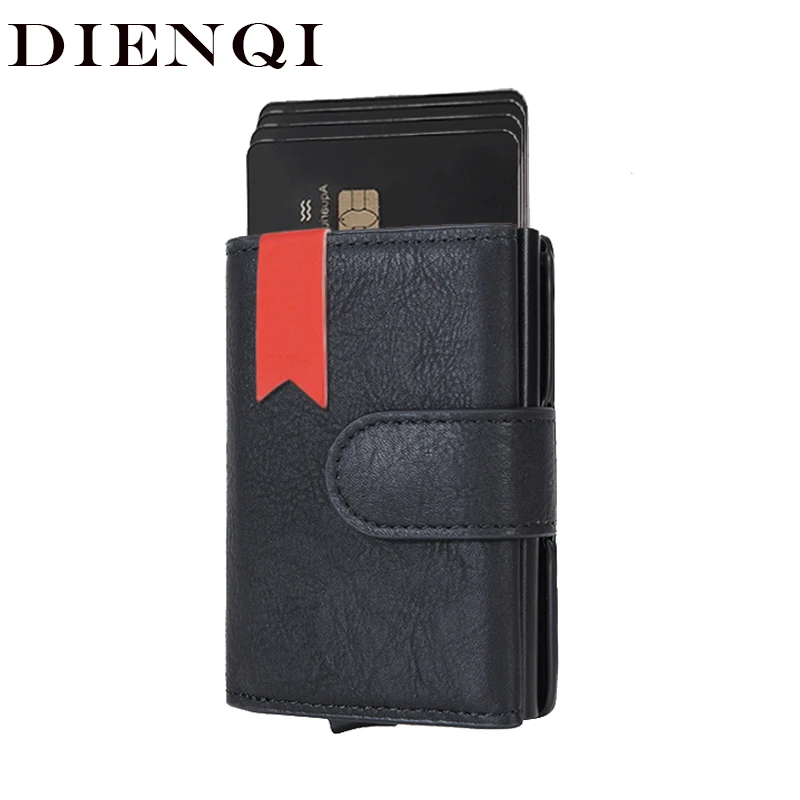 

DIENQI 2022 Rfid мужской кошелек из натуральной кожи, сумка для денег, тонкий мини держатель для карт, кошелек на застежке, мужской волшебный дизайн...