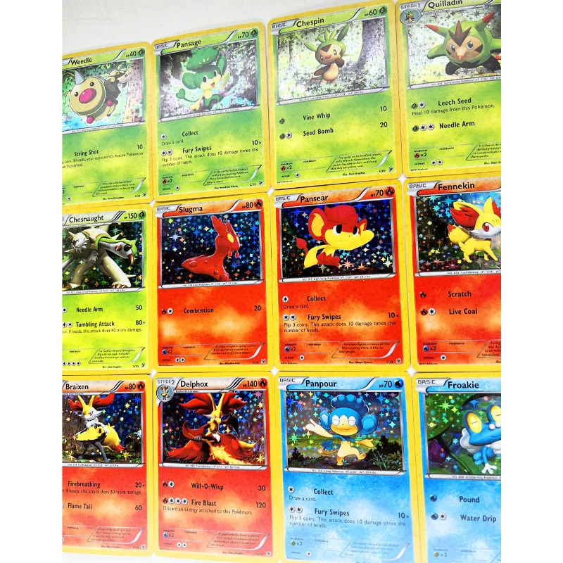 

39 шт./компл. Pokemon Kalos Starter Weedle Pansage Chespin Toys хобби Коллекционная Коллекция игр аниме-открытки