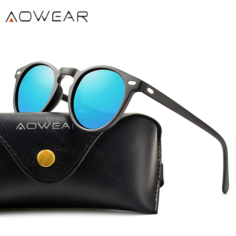

AOWEAR Luxury Brand Designer Round Polarized Women Sunglasses Ladies TR90 Mirror Vintage Sun Glasses UV400 Protective Shades