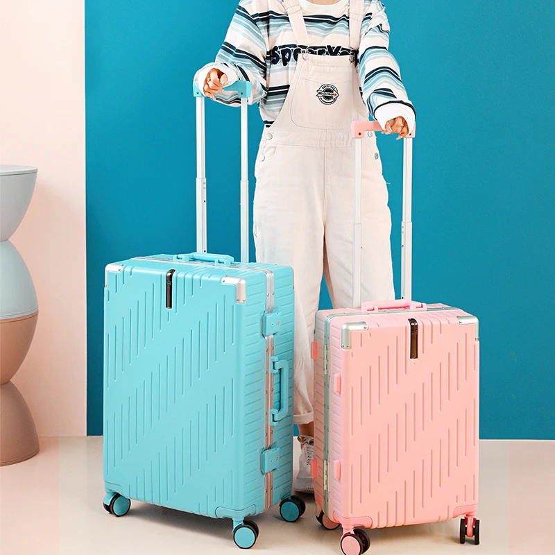 Travel Suitcase Aluminum Luggage Trolley Case Universal Wheel Storage Box Large Capacity Aluminum Frame Leather 20,24 Inch
