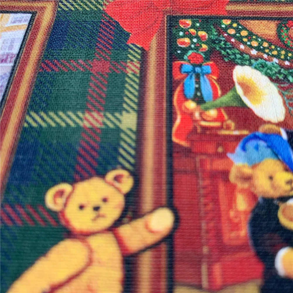 Рождественская хлопковая ткань Bear family для шитья и квилтинга Рождественский узор