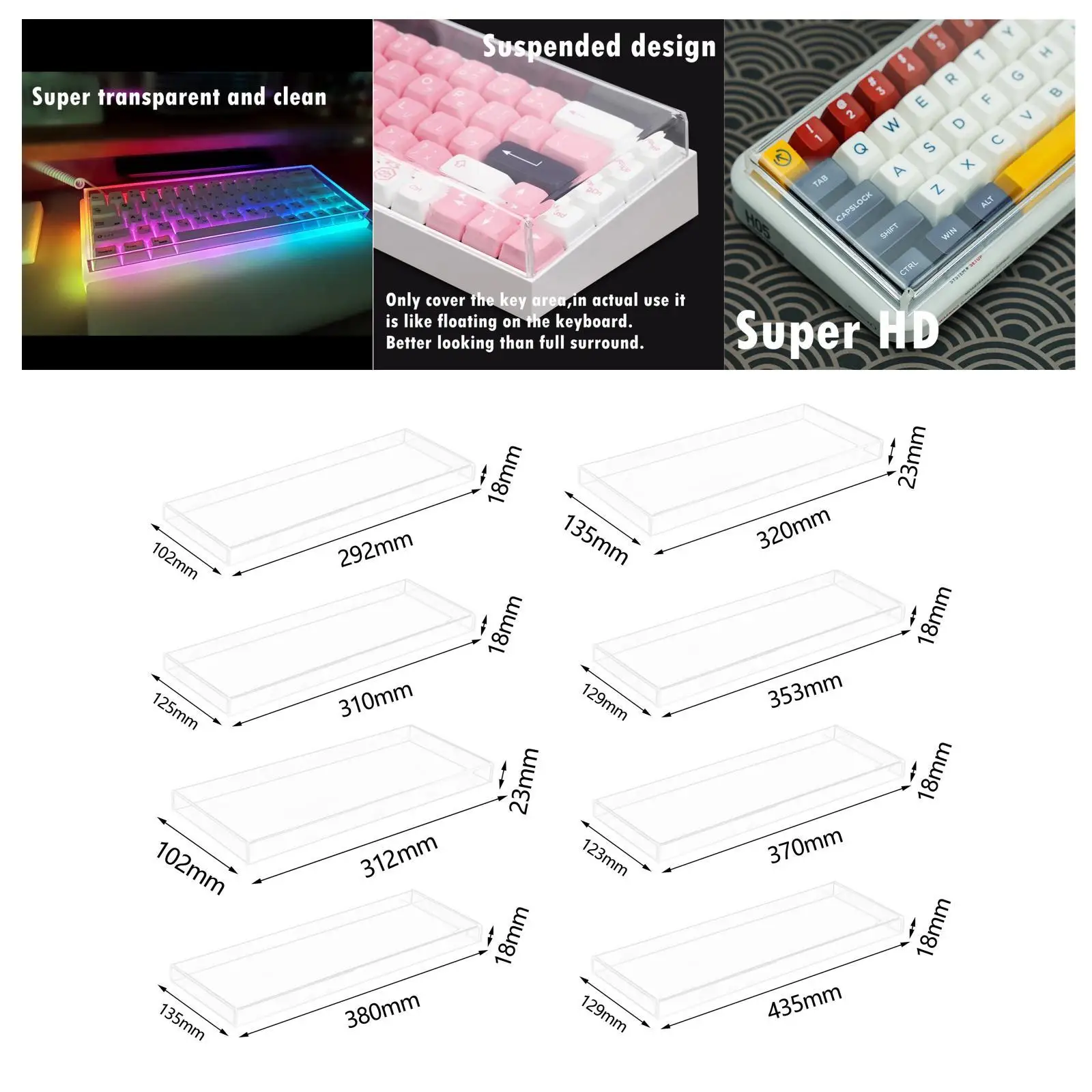 Acrylic Mechanical Keyboard Dust Cover Premium Protective Waterproof Transparent Protector Gaming Keyboard Case for Home
