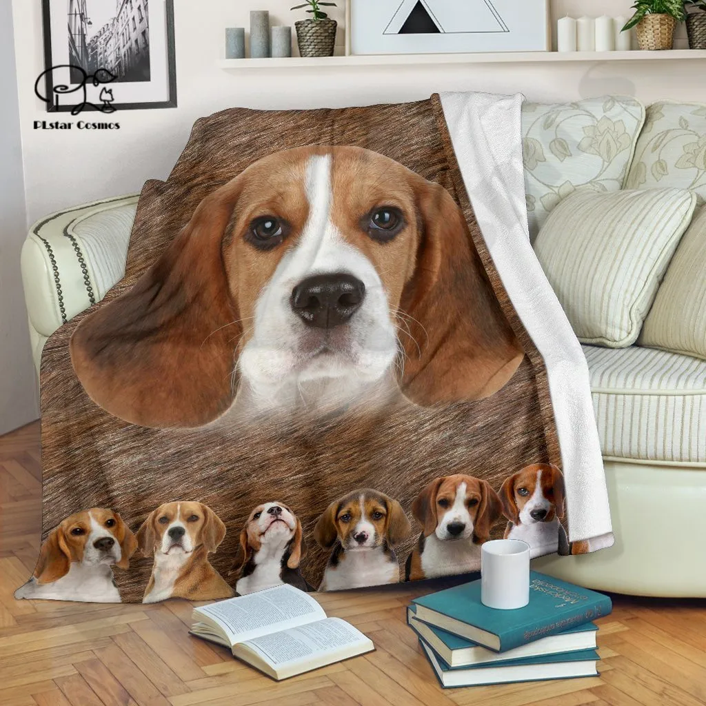 

Plstar Cosmos Beagle Dog Pet Art Fleece Blanket 3D Print Sherpa Blanket For Children Adult On Bed Home Textiles Durable Cozy A-1