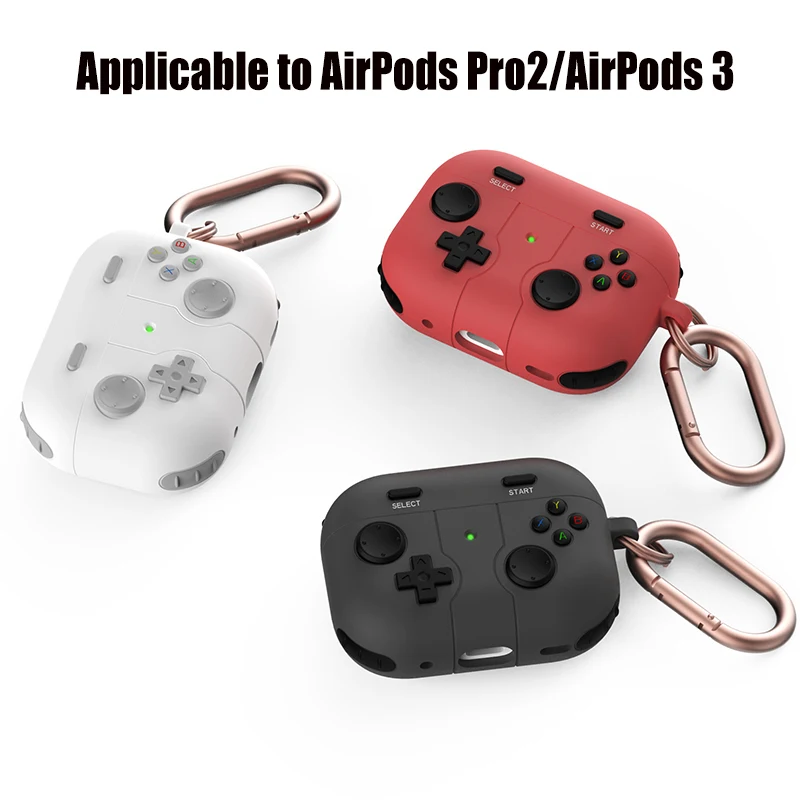 

Wireless Earphone Case for Airpodspro2 Anti-Drop Protective Cover Creative Game Console Gamepad Silicone Earphone Case with Hook