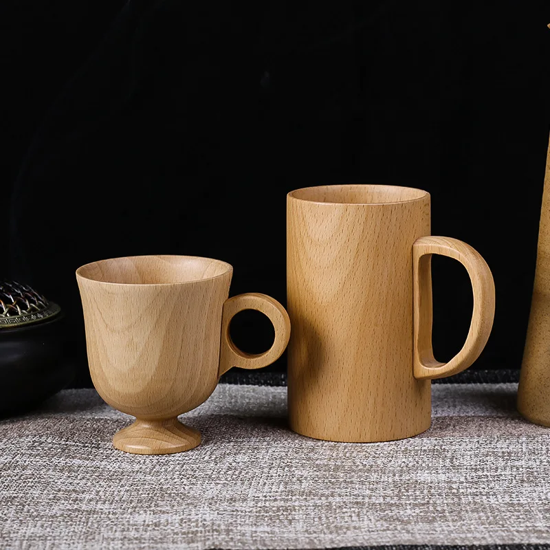 

Japanese-style Household Solid Wood Handle Wooden Cup Creative Wooden Mug Coffee Cup