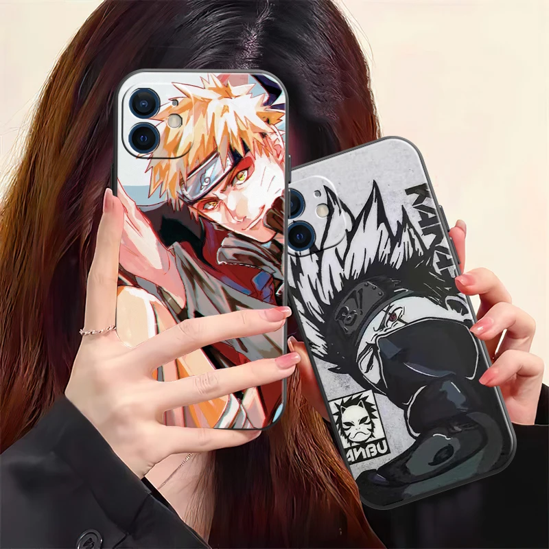 

Naruto Anime Phone Case For iPhone X XS XR XS Max 11 11 Pro 12 12 Pro Max For iPhone 12 13 Mini Black Back Funda Carcasa