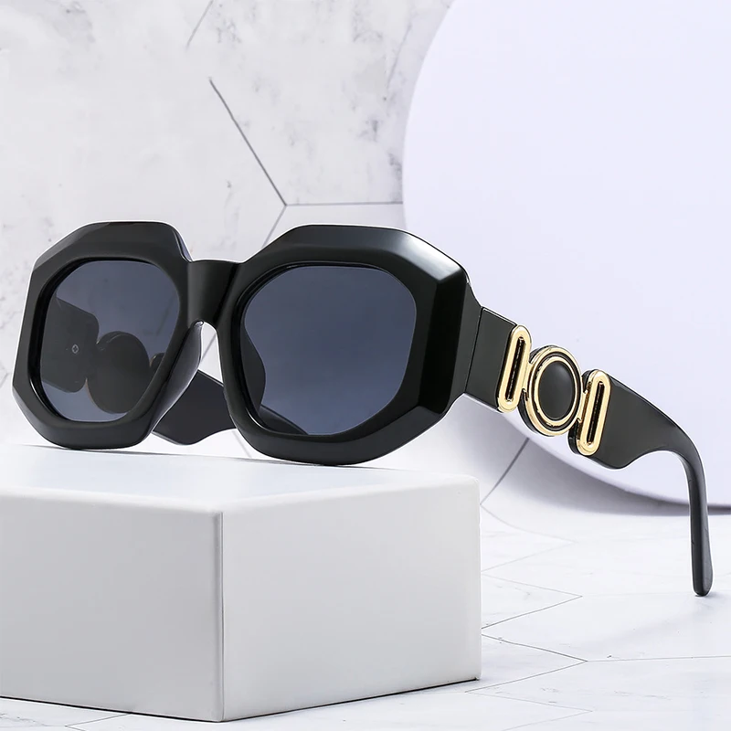 

Многоугольные модные винтажные солнцезащитные очки с большой оправой для мужчин и женщин, роскошные дизайнерские трендовые ретро женские ...