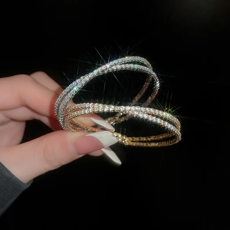 Манжеты модный браслет со стразами медный сплав золотой серебряный цвет для