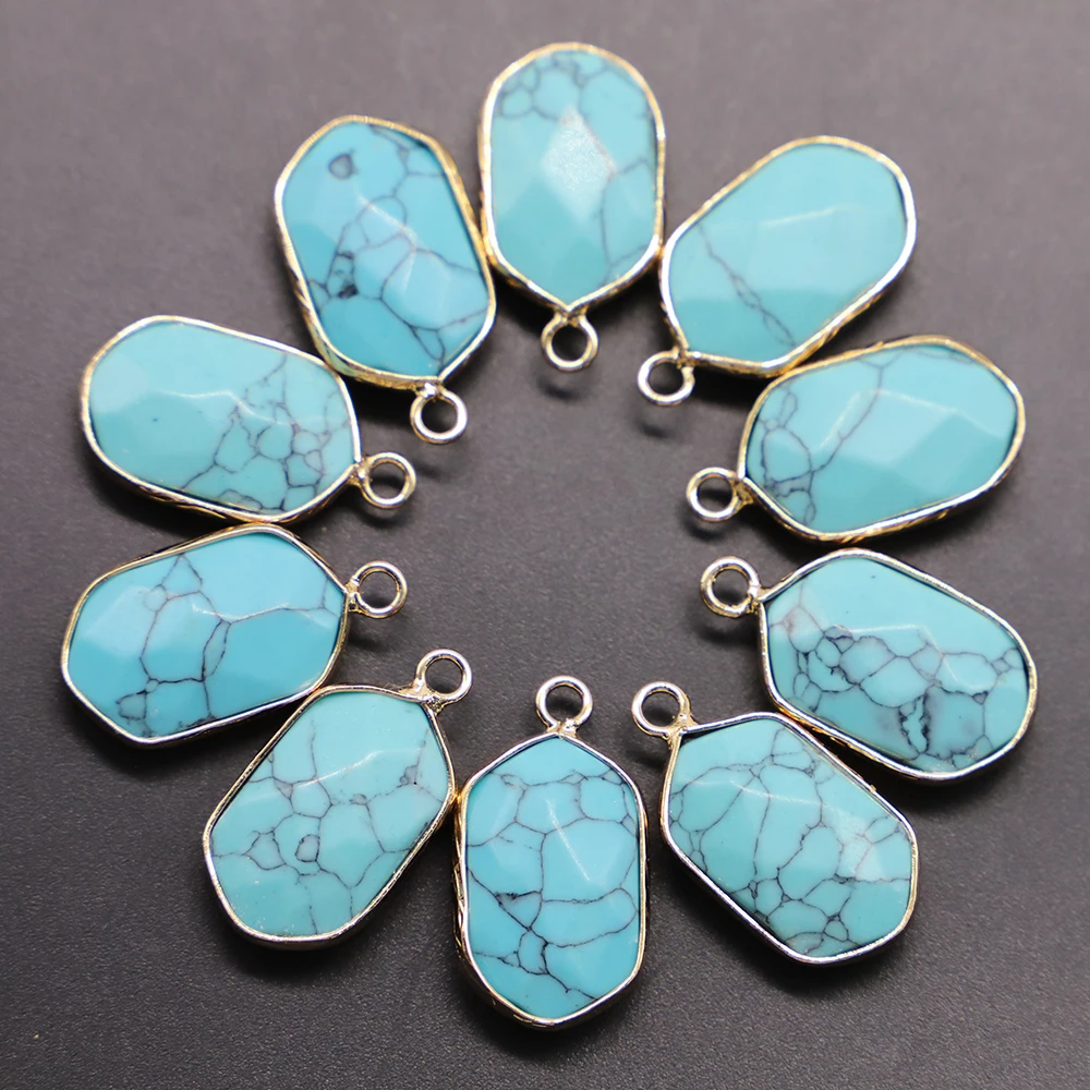 Fashion Natural Stone Golden Plated Pendants Reiki Charms Agates Necklace for DIY Jewelry  Bracelets Making 12Pcs Free Shipping