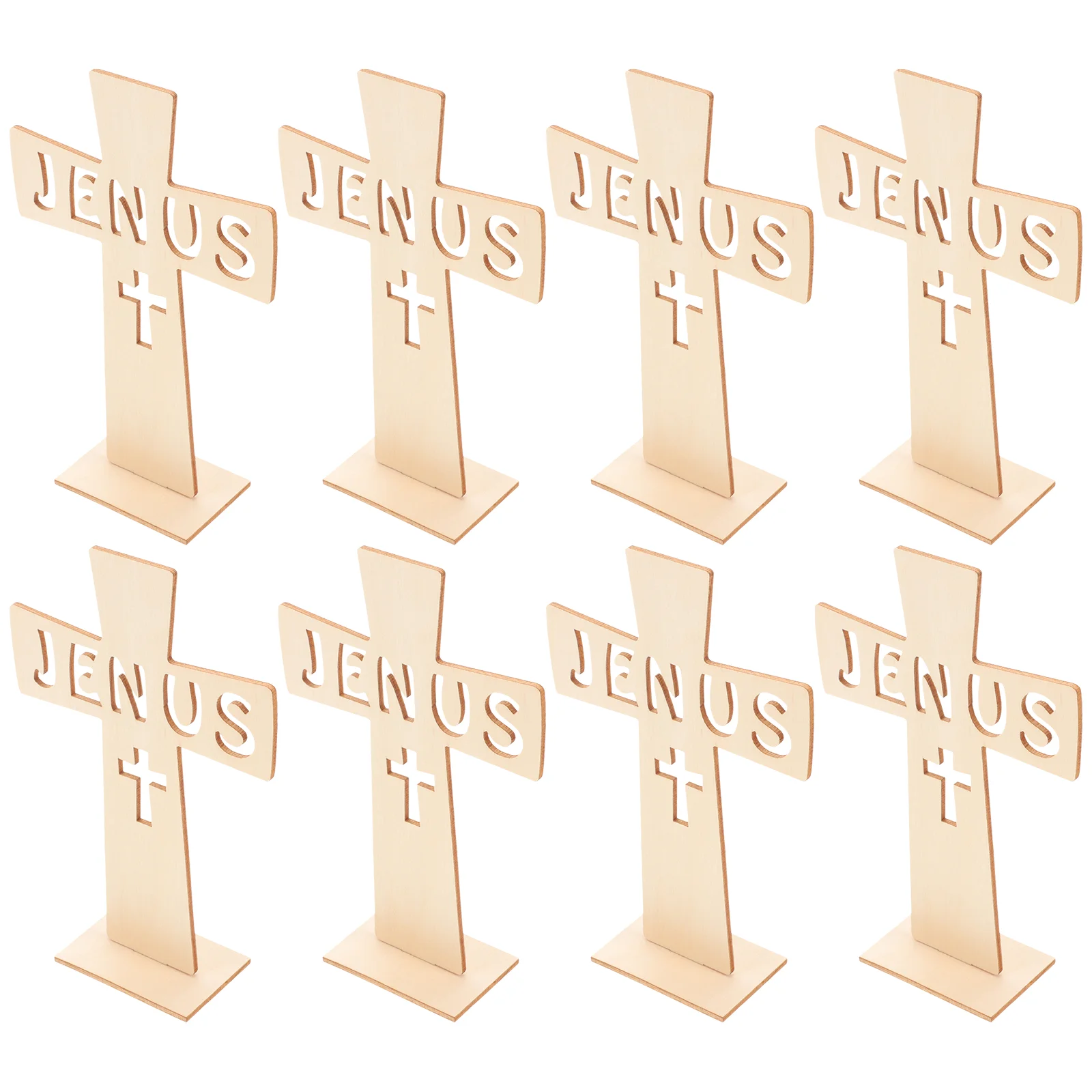 

10 Pcs Wood Craft Cross Shape Adorn Home Decor Decoration Shaped Adornment Crafts Indoor Small Wooden