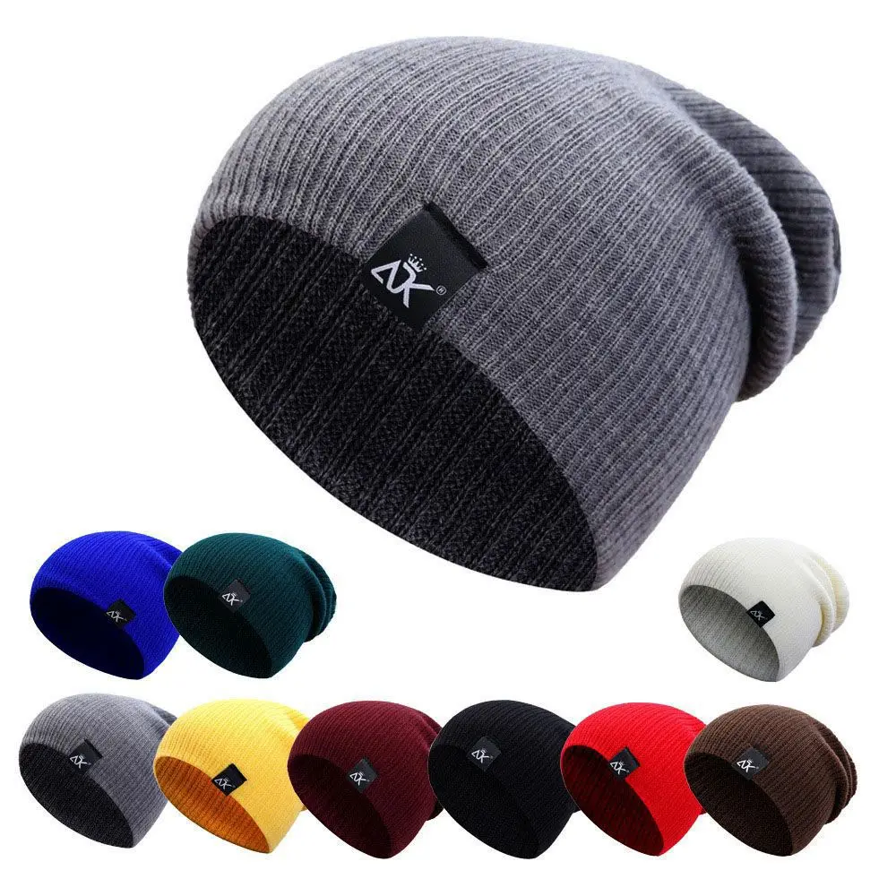 

Knitted Beanie Women's Hat Winter Men Skullies Beanies Warm Casual Slouchy Hat Crochet Beanie Hat Female Baggy Cap Cheap