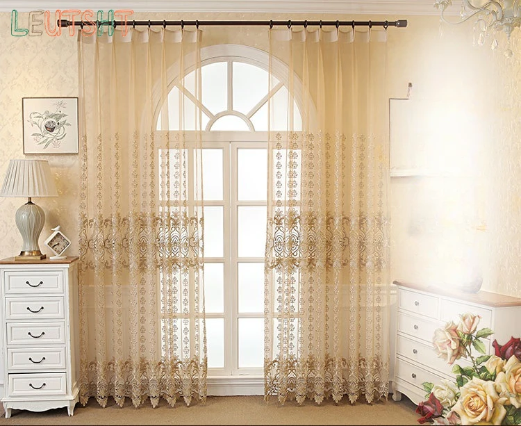 

Шторы с вышивкой цветы, ажурные прозрачные тюлевые занавески в европейском стиле, для гостиной, спальни, украшение для комнаты