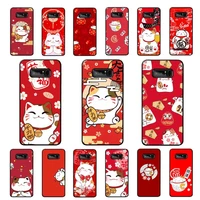 fhnblj cute lucky cat phone case for samsung note 5 7 8 9 10 20 pro plus lite ultra a21 12 02