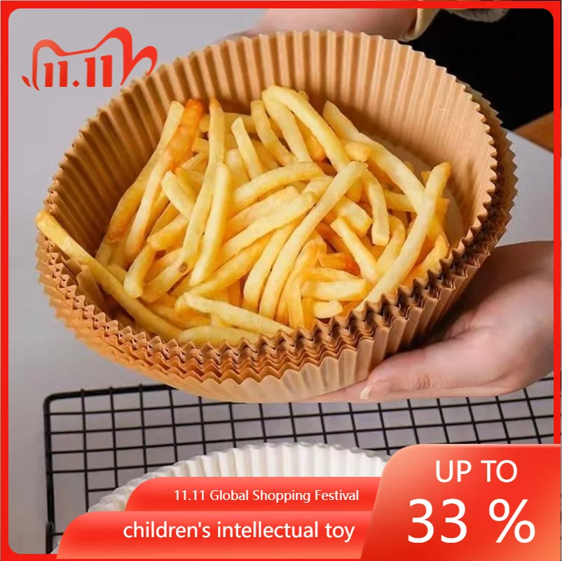 

50pcs 16/20cm Air Fryer Disposable Paper Liner Non-Stick Mat Round Paper Baking Mats Kitchen AirFryer Baking Accessories