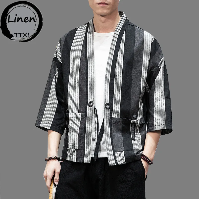 Мужское кимоно в японском стиле уличная одежда Харадзюку Женская юката хаори