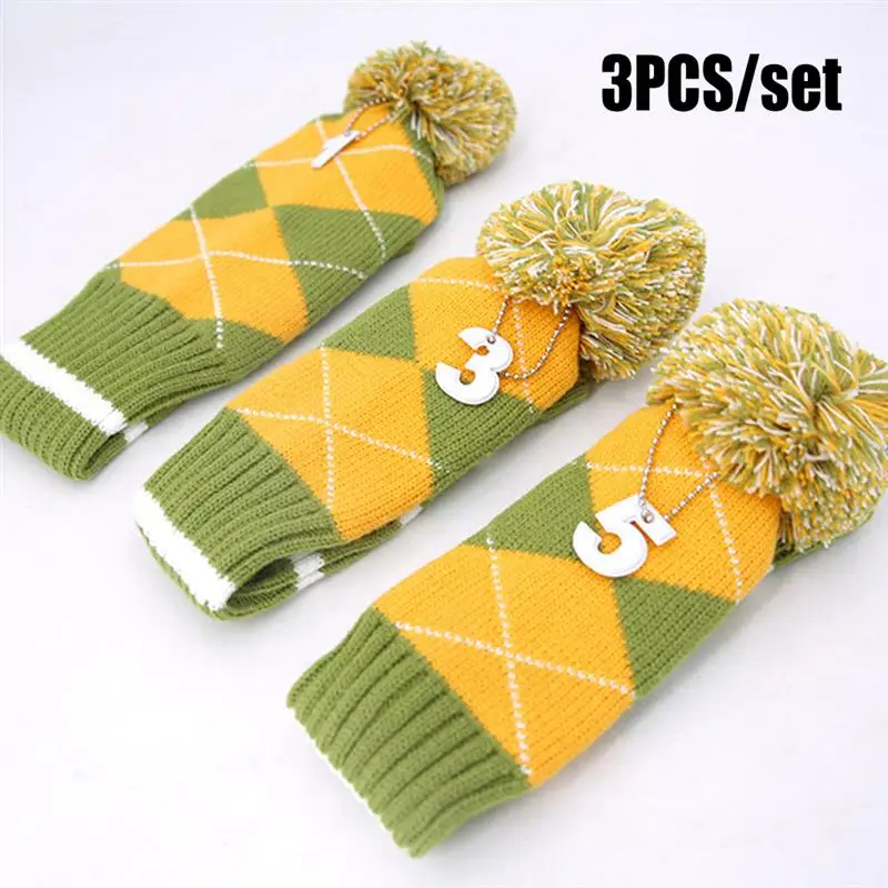 

3 Pcs Golf Driver Knitted Head Cover Fairway Stick Portable with Numbers Exercising Protector Covers Presents for 1 3 5 Drivers