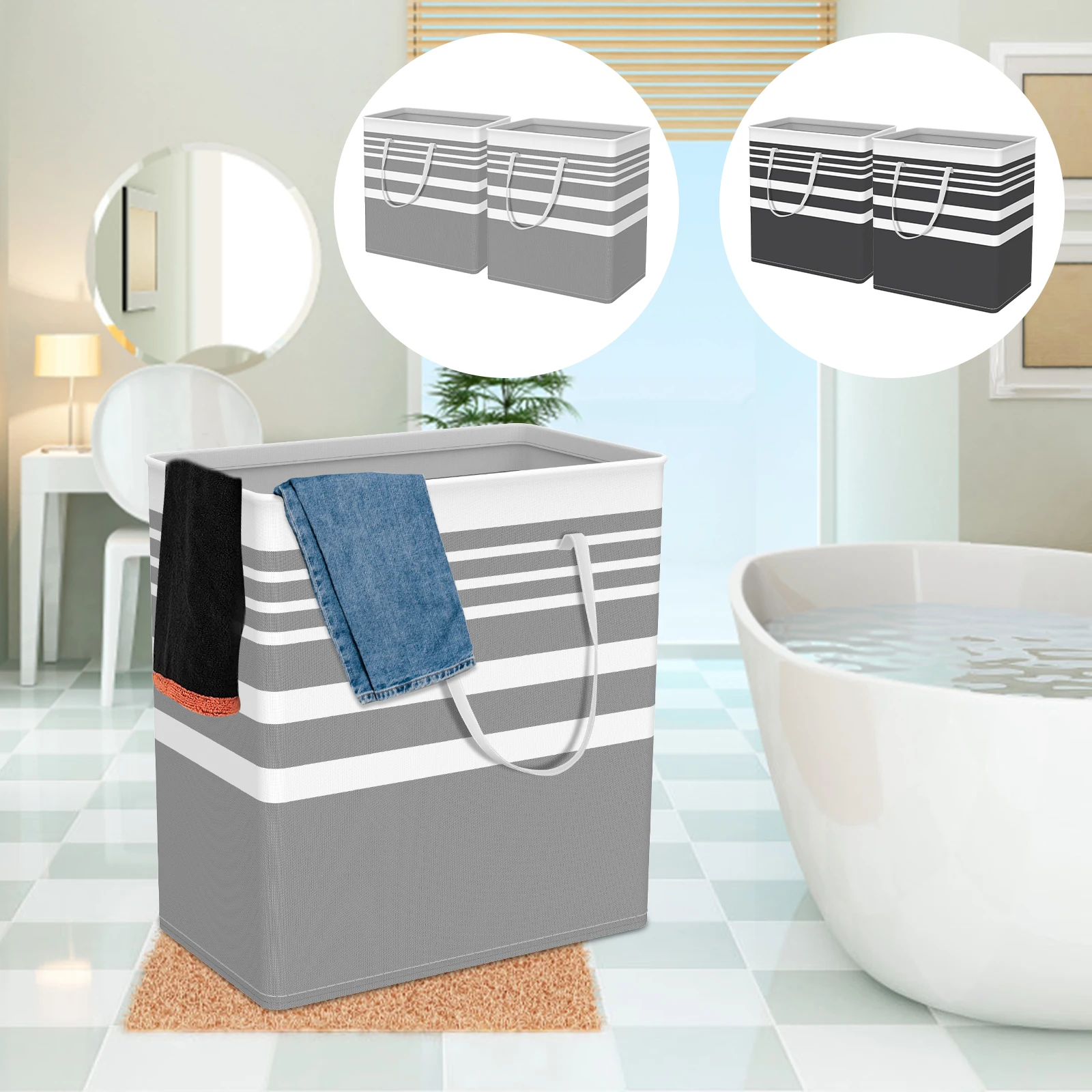 

New 2Pcs Laundry Basket with Handle 100L Ultra-Large Capacity Laundry Hamper Collapsible Laundry Washing Bin Canvas Laundry