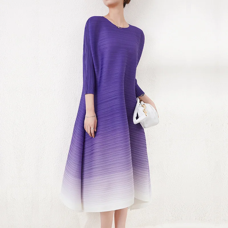 Женское плиссированное платье миаке с градиентом элегантное Простое