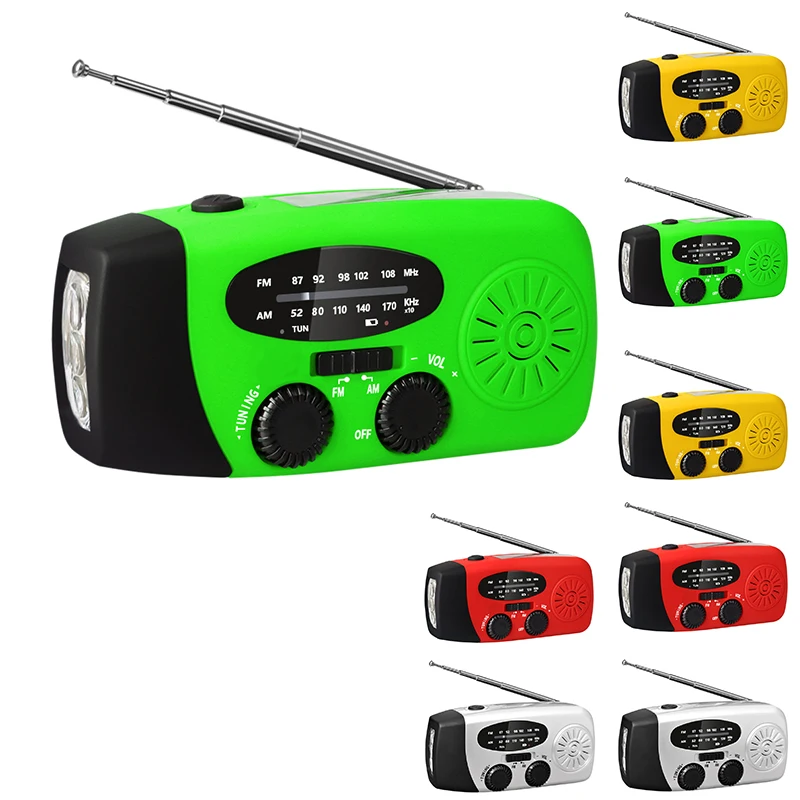 

Solar Hand Crank RADIO Receiver Mini Portable Weather With Multifunctional Flashlight Emergency Power Supply