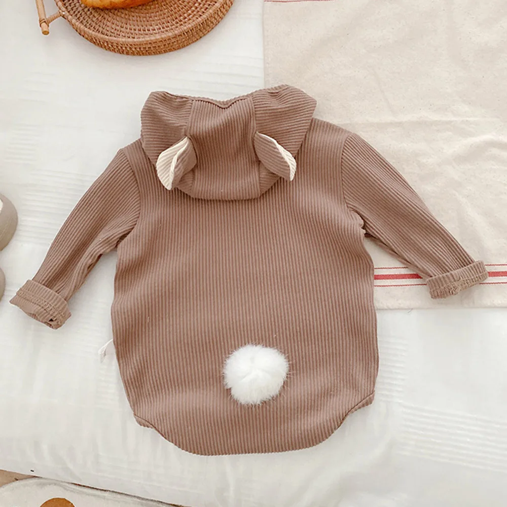 Детские комбинезоны для мальчиков однотонные хлопковые с капюшоном на весну и