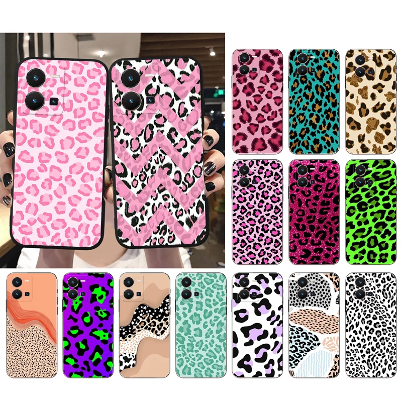 

Phone Case For VIVO Y53S Y33S Y22S Y11S Y31 Y21 Y70 Y20 Y21S Y72 Y35 Y51 Y01 V23E V21 V23 V21E Colorful Pink Leopard Print Case