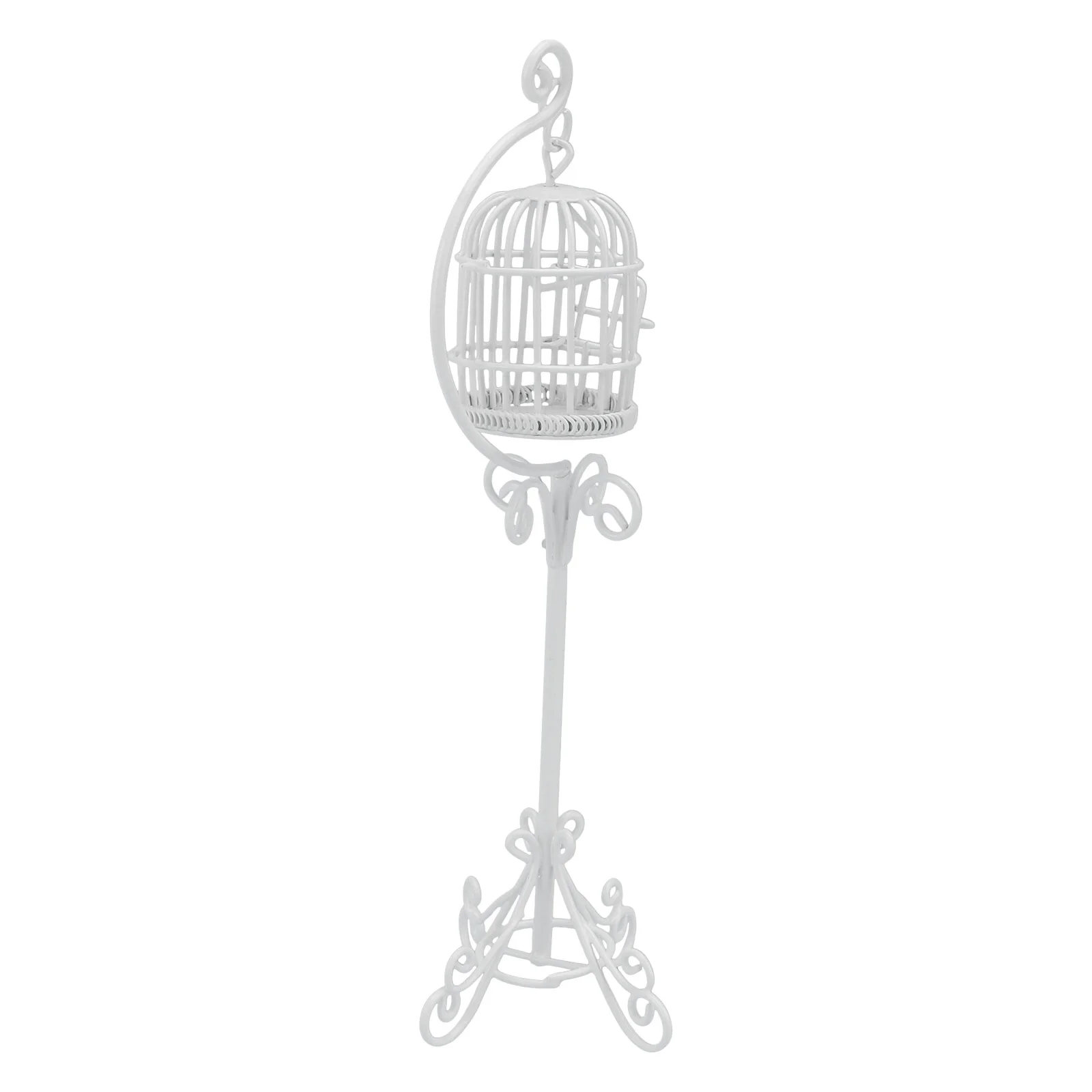 

Home Decoration Miniature Metal Birdcage Support House Outdoor Bracket Decorations Balcony Adornment Model White Craft