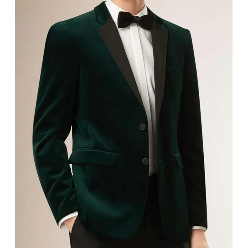 

Мужские бархатные блейзеры, костюмы, облегающий темно-зеленый бархатный пиджак, Индивидуальные свадебные блейзеры для мужчин, бархатный пи...