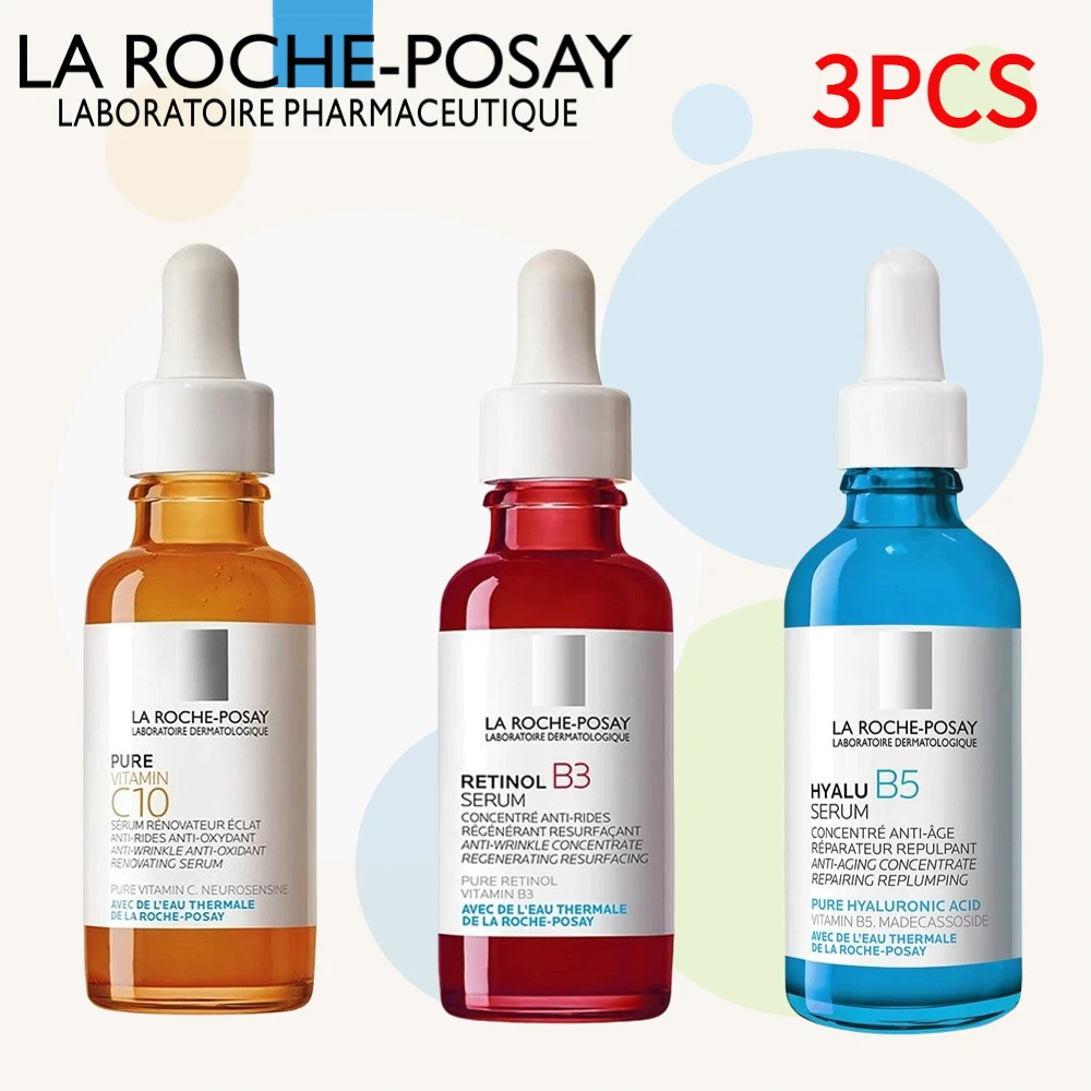 

3pcs La Roche Posay Anti Aging Set Pure Retinol Vitamin B3 Vitamin C Niacinamide Serum Facial Essence Fine Lines Wrinkles Beauty