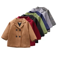 spring boys jackets child girl woolen double breasted baby trench coat lapel autumn kids outerwear winter wool overcoat