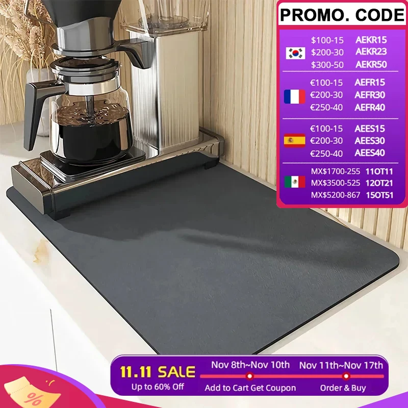 

Super Drain Pad Coffee tables Mats Placemat table Kitchen Absorbent Antiskid Draining Drying Mat Quick Dry Bathroom Drain Pads