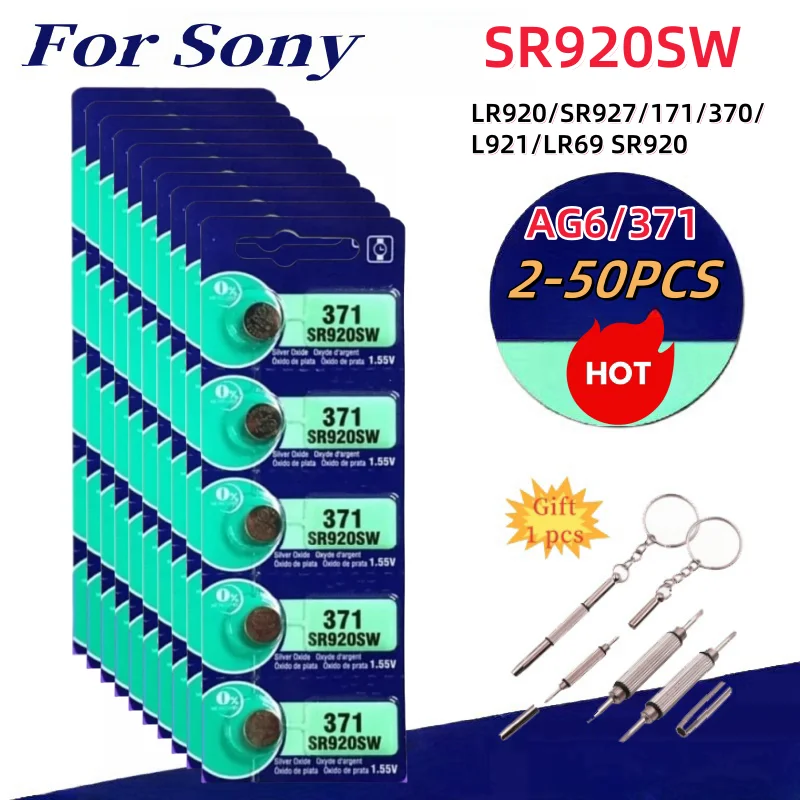Фото Оригинальные аккумуляторы для SONY AG6 371 SR920SW LR920 SR927 171 370 L921 LR69 SR920 для часов, игрушек, пульт дистанционного управления, монетная батарея №1