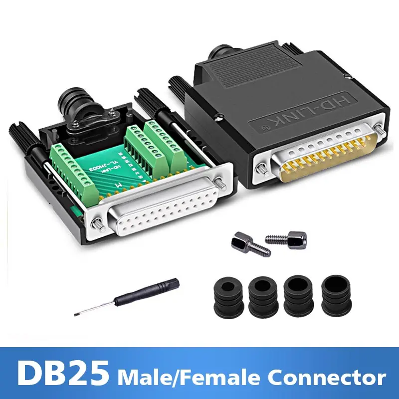 Разъем DB25 25-контактный разъем D-sub папа/мама соединители для выпайки свободные