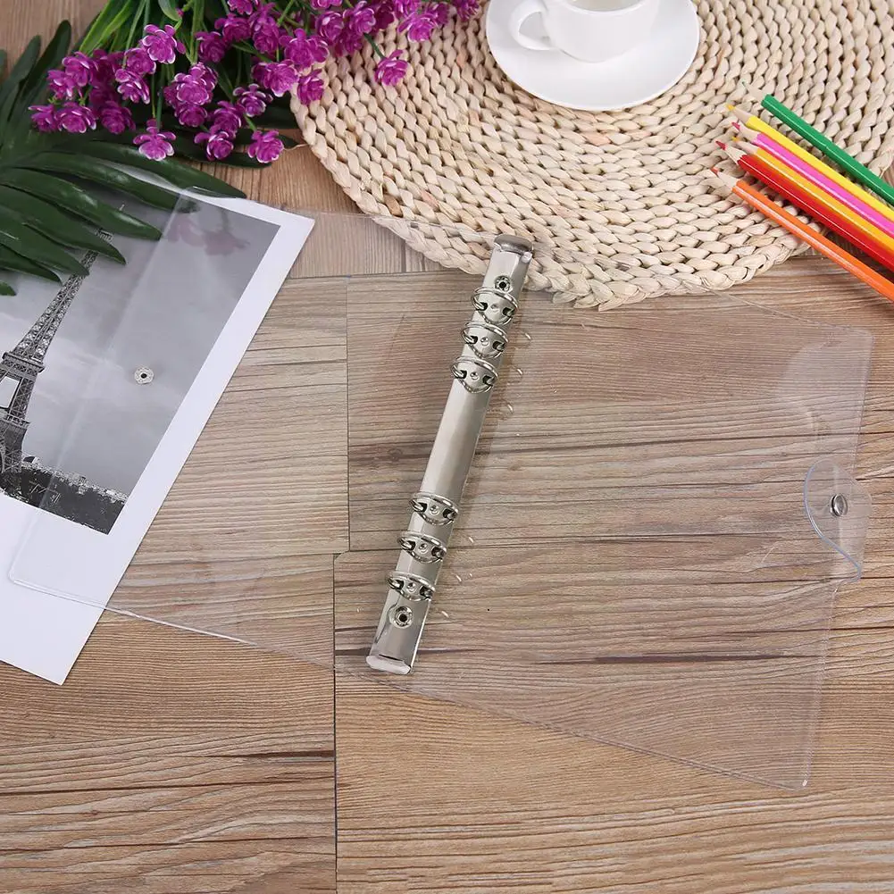 

1pc Transparent Color Plastic Clip File Folder A5/a6/a7 Agenda Office Notebook Leaf School Loose Ring Planner Supplies Bind R9d8